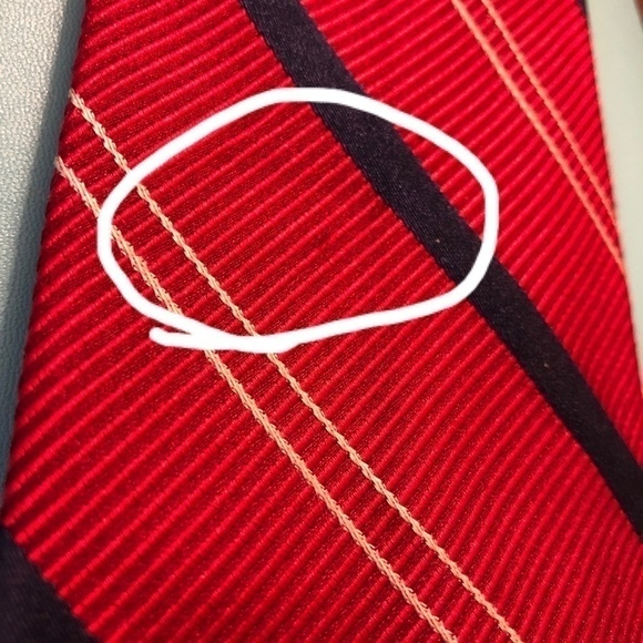 Ramsey London Red with Blue/Tan Stripe Neck Tie - Picture 7 of 7